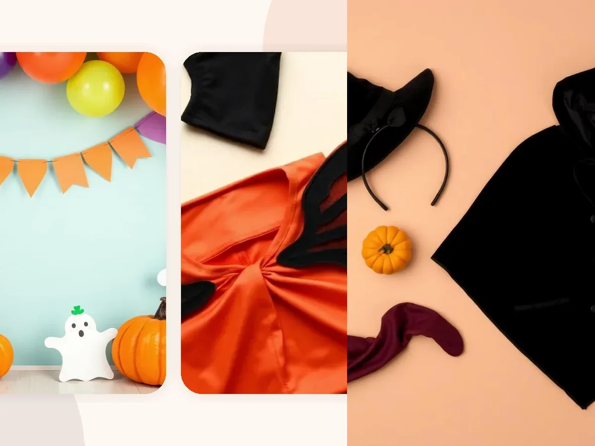 Acessórios de fantasia preparados para um concurso de Halloween