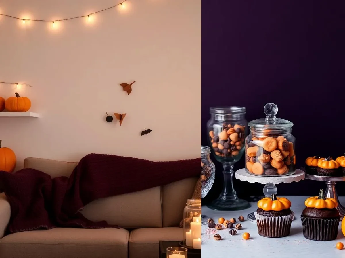 Ambiente doméstico preparado para brincadeiras de Halloween