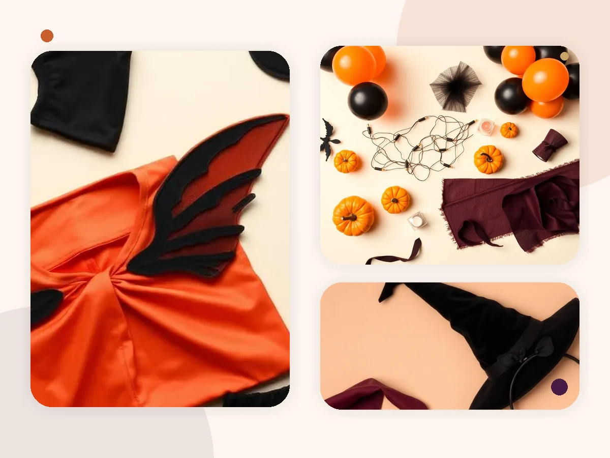 Peças e acessórios variados para criar fantasias de Halloween com combinações autorais
