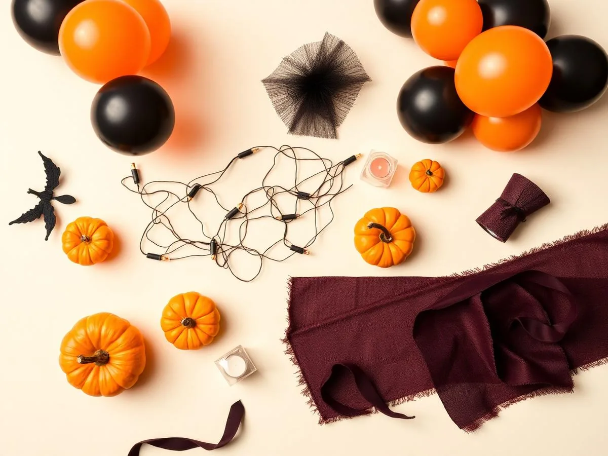 Seleção de itens decorativos para festa de Halloween