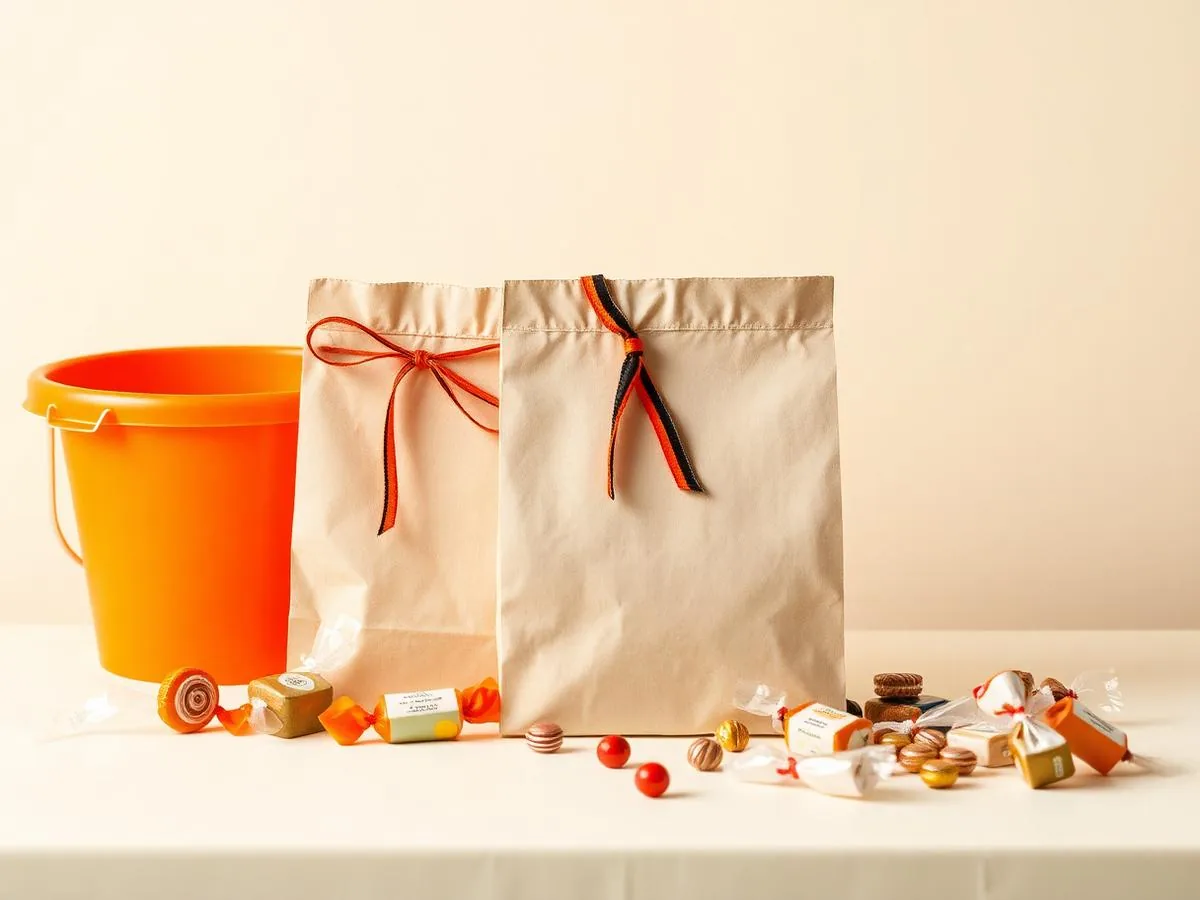 Sacolas e recipientes para doces de Halloween